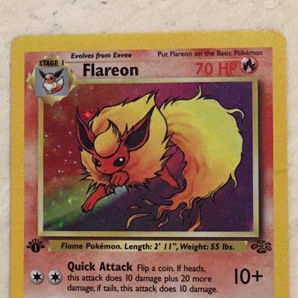 Flareon 1st Edition 1999 Holo Pokemon Card 3/64 Jungle #3 - Picture 11 of 16